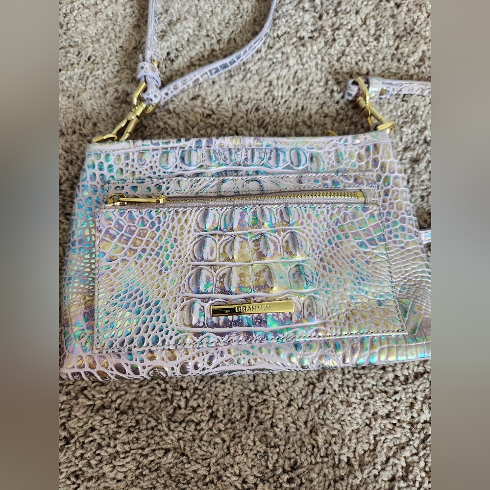 Brahmin Violet Wonderland Crocodile Embossed Crossbody Bag - Picture 6 of 12